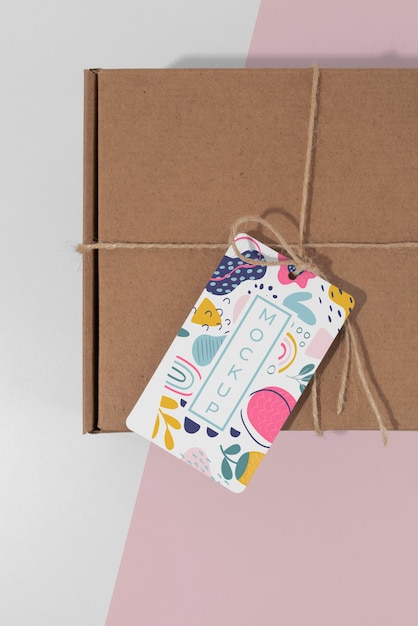 Arrangement with craft box tag mock-up