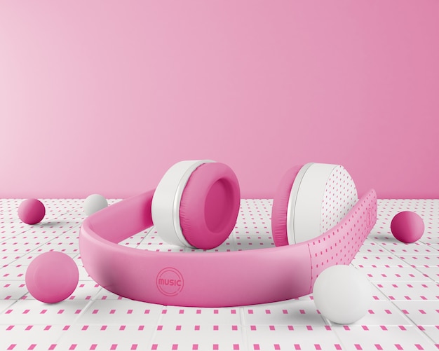 PSD arrangement with pink and white headset