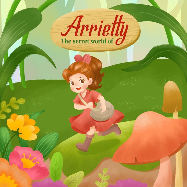 PSD arrietty illustrazione della copertina del libro