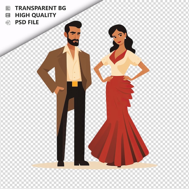 PSD arrogant latin couple flat icon style white background is