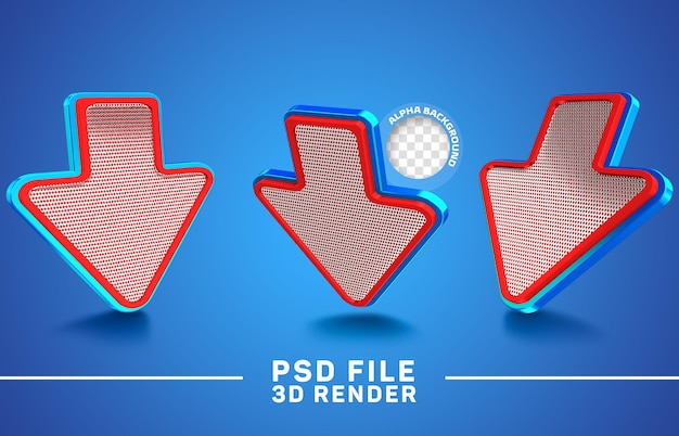 PSD 矢印3dレンダーpsdファイル