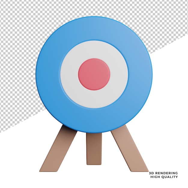 Arrow aim target archery dart front view icon 3d rendering illustration on transparent background
