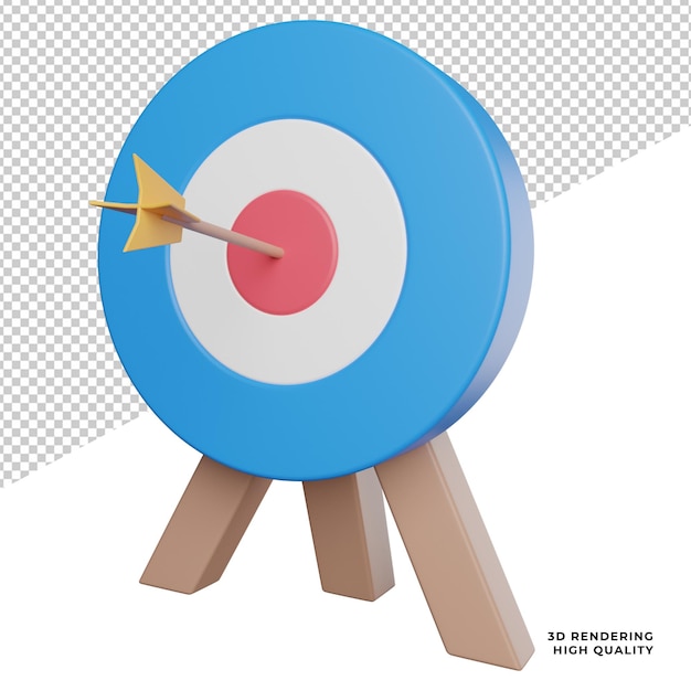 arrow aim target archery dart side view icon 3d rendering illustration on transparent background