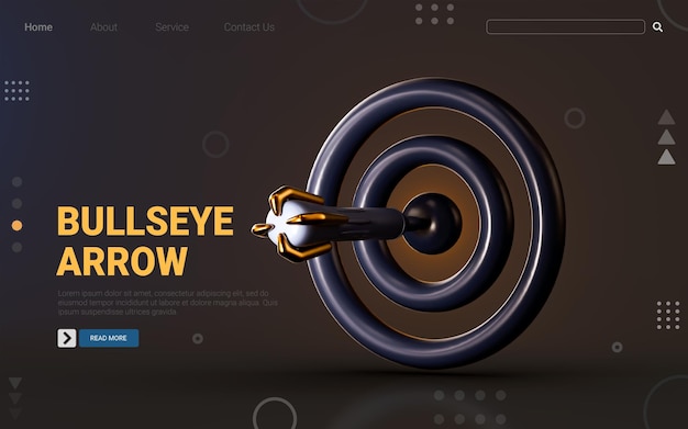 PSD 暗い背景にビジネス目標を持つ矢印照準ターゲットアイコン射撃スローの3dレンダリングの概念