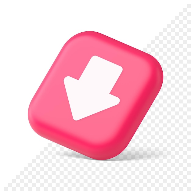 아래쪽 화살표 버튼 키보드 탐색 포인터 사이버 공간 다운로드 웹 앱 3d 아이소메트릭 아이콘