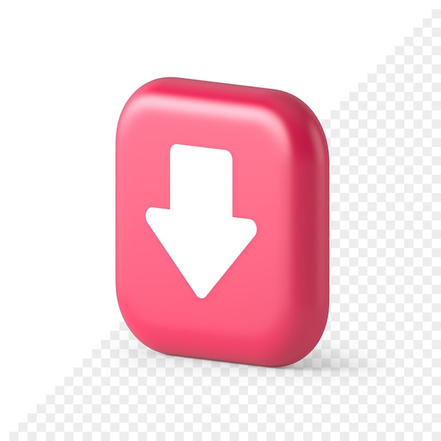 PSD arrow down button keyboard navigation pointer cyberspace downloading web app 3d isometric icon