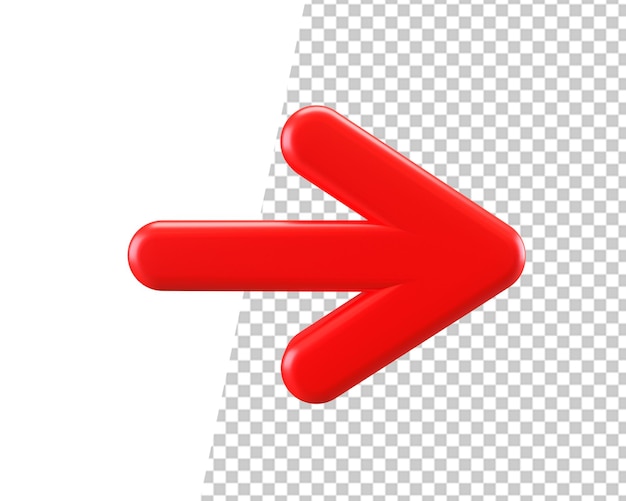 Freccia giù direzione icona rossa 3d