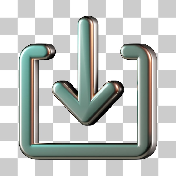 PSD arrow download to square 3d icon