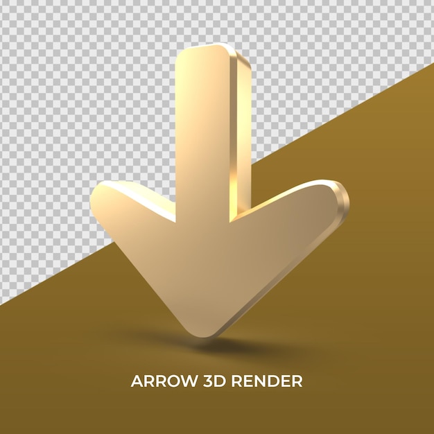 arrow gold icon 3d down