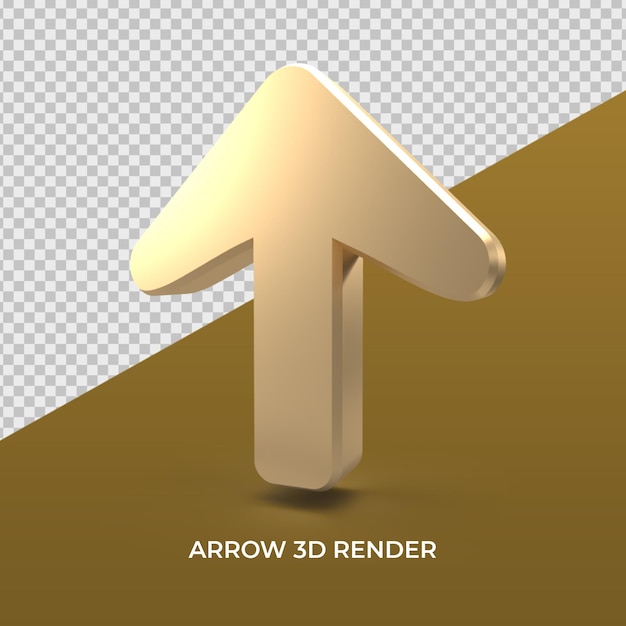 arrow gold icon 3D render up