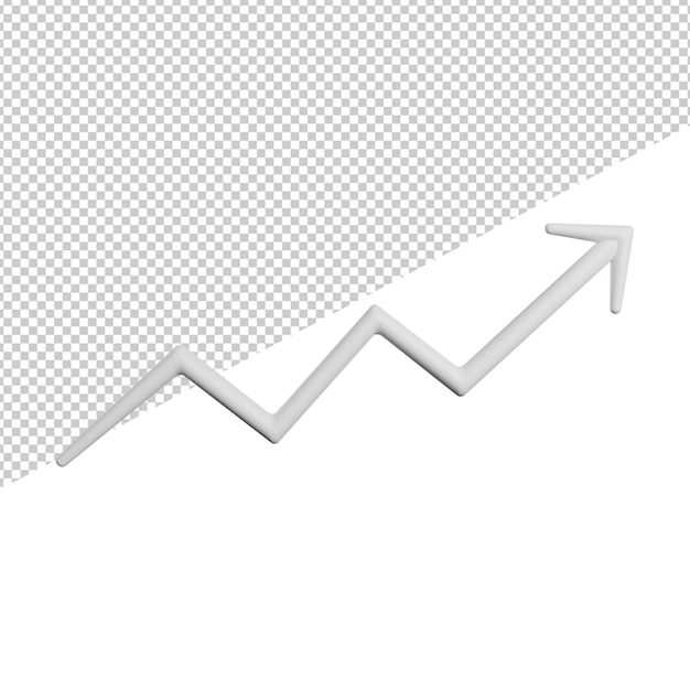 矢印成長グラフ透明な背景に正面図の3dアイコンレンダリングイラストを増やします