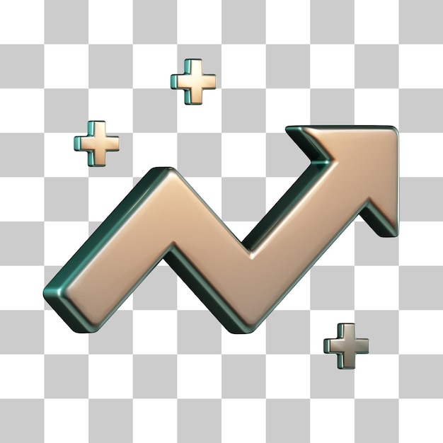 Icona 3d del grafico di aumento delle frecce