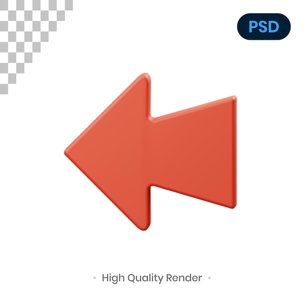 Стрелка влево 3d визуализация иллюстрации premium psd