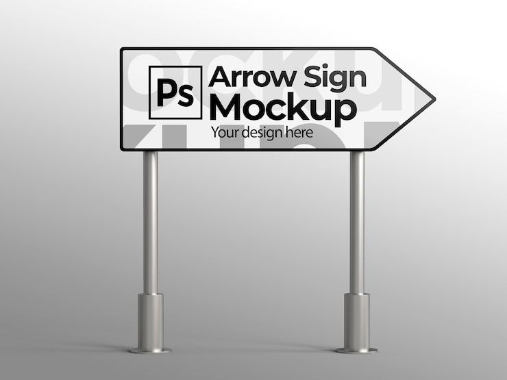 PSD arrow sign mockup for advertising or branding