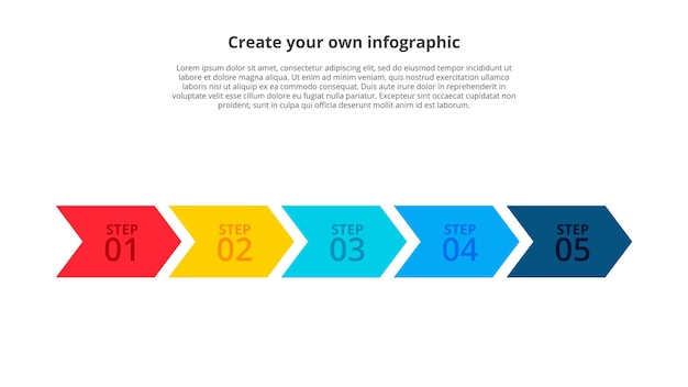 PSD 矢印のタイムラインのインフォグラフィック5つのステップでビジネスプレゼンテーションのための抽象的な要素