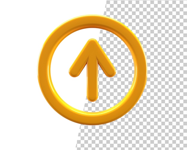 Arrow up upload golden icon 3d render