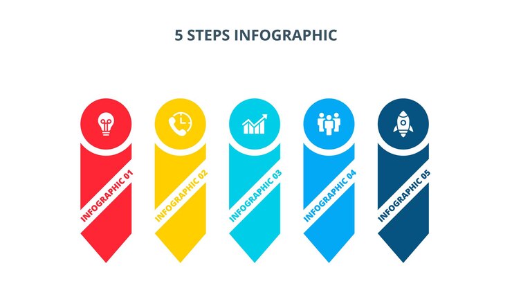 PSD arrows banners with circle elements. infographic with 6 steps. business presentation.