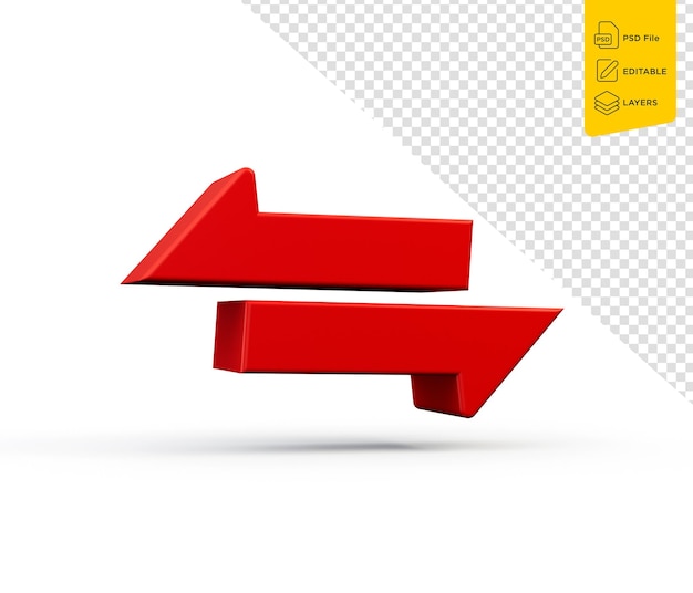 PSD arrows exchange horizontal icon from primitive set 3d illustration