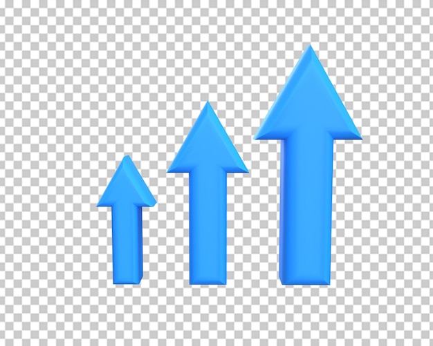 PSD arrows growth blue icon 3d