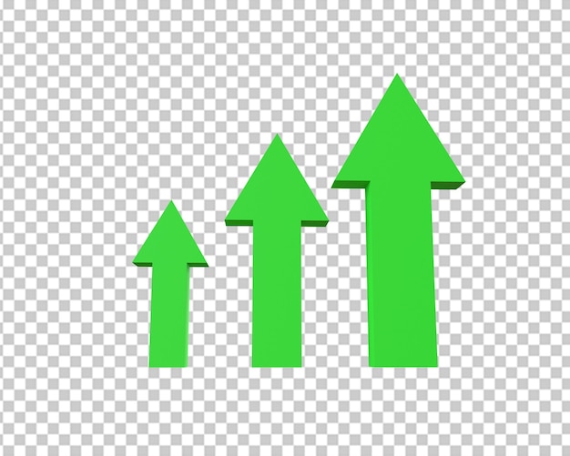 PSD arrows infographic growth green icon 3d rendering