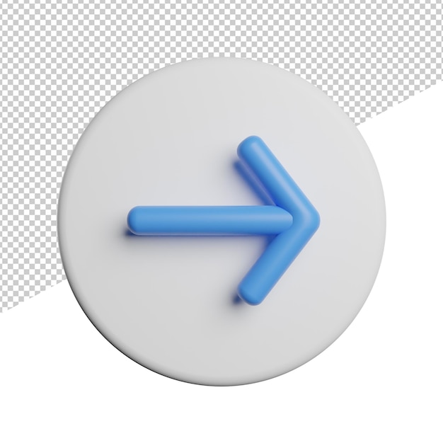 PSD arrows right pointer front view 3d icon rendering illustration on transparent background