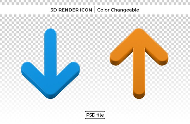 Arrows set 3d render color changeable icon