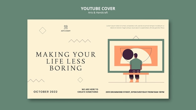 PSD art and craft youtube cover template design