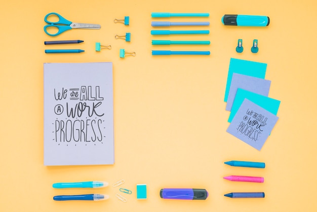 art and crafting tools on table view