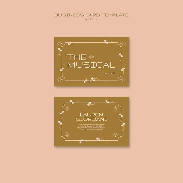 PSD art deco musical business card