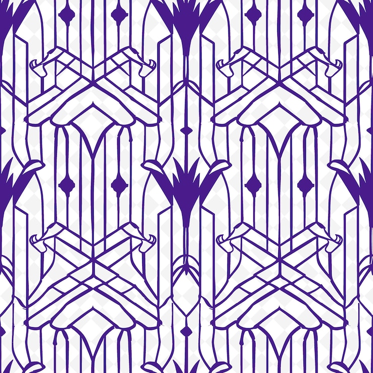 PSD art deco pattern with kind of flamingo icon and geometric li nature inspired abstract outline art
