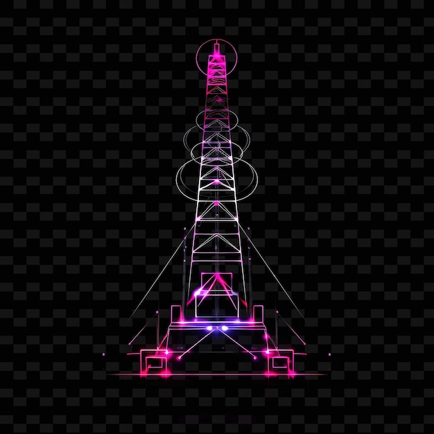 PSD art deco steampunk neon light traces radio towers deep purple shape y2k neon light kunstcollecties