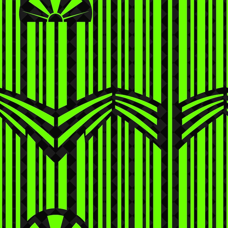PSD art deco streamlined pattern with sun icon and symmetrical l abstract natural pattern vector design