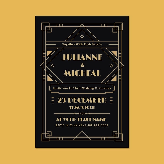 Art Deco Wedding Invitation