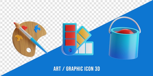 Art or design graphic tool icon 3d rendering