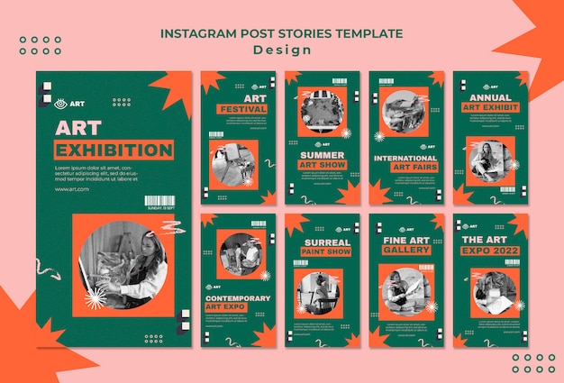 PSD modello di storie di instagram di design artistico