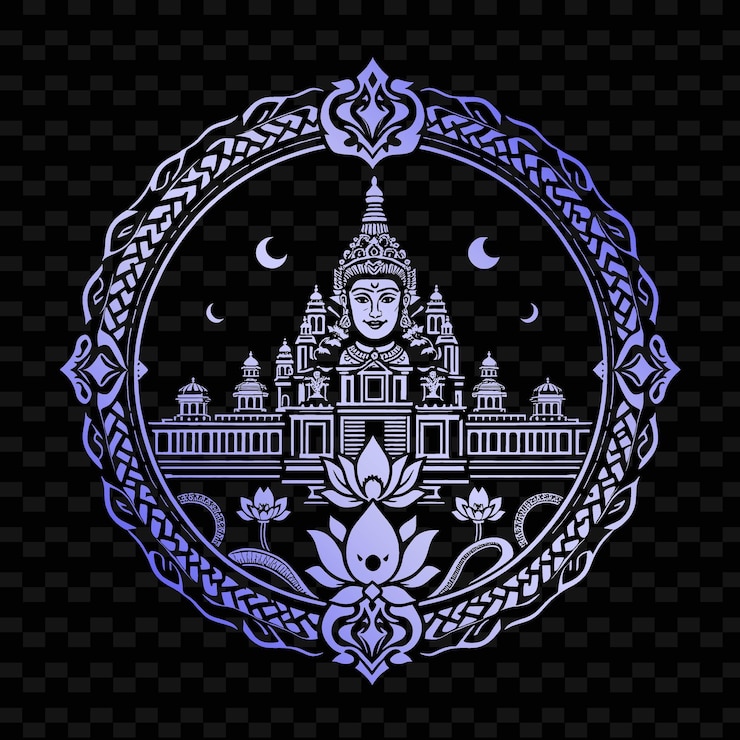 PSD art design of khmer empire inspired with angkor wat and serpent border central depiction of king