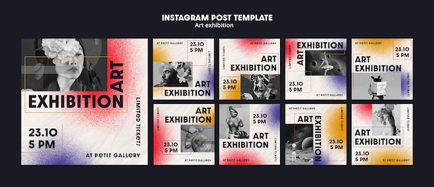 PSD art gallery and exhibition instagram posts collection