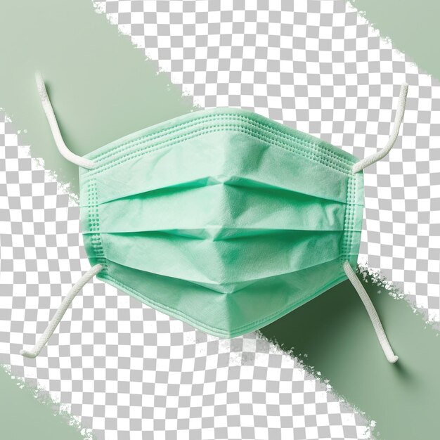 PSD art meets fashion with a green face mask and white strings on transparent background