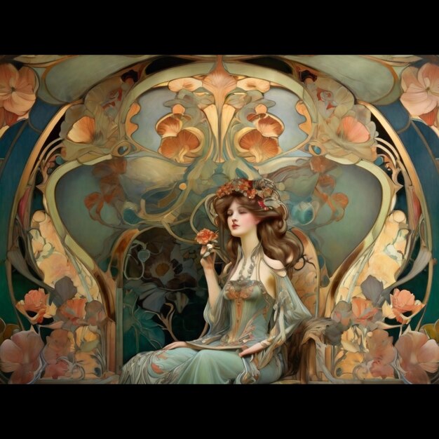 Art nouveau foto effect ai beeld foto illustratie.