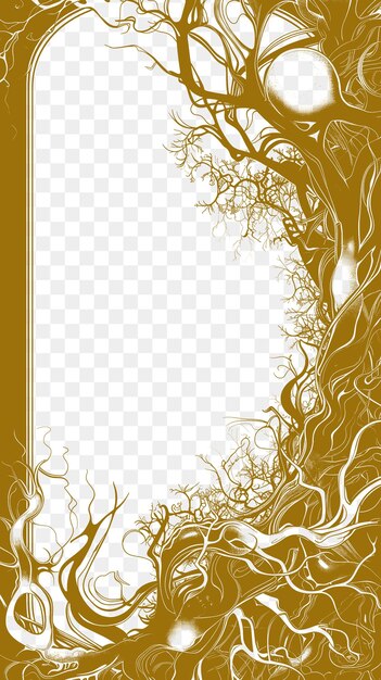 PSD art nouveau frame border with flowing organic lines and natu psd texture frame decor cnc art design