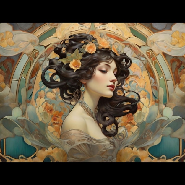 Art Nouveau photo effect ai image photo illustration