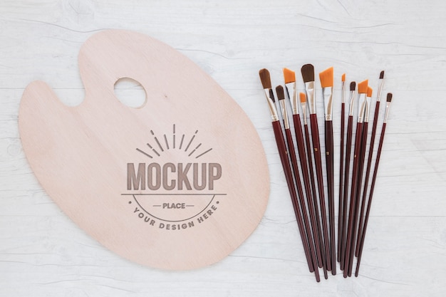 PSD art studio mock-up paint accessories