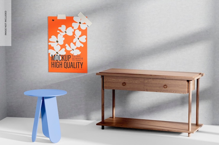 PSD art studio mockup, right view