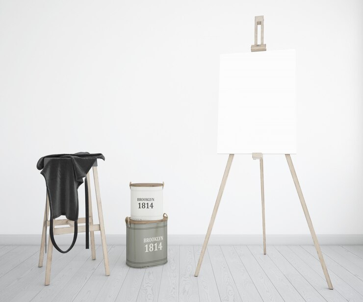 PSD art studio with canvas and apron