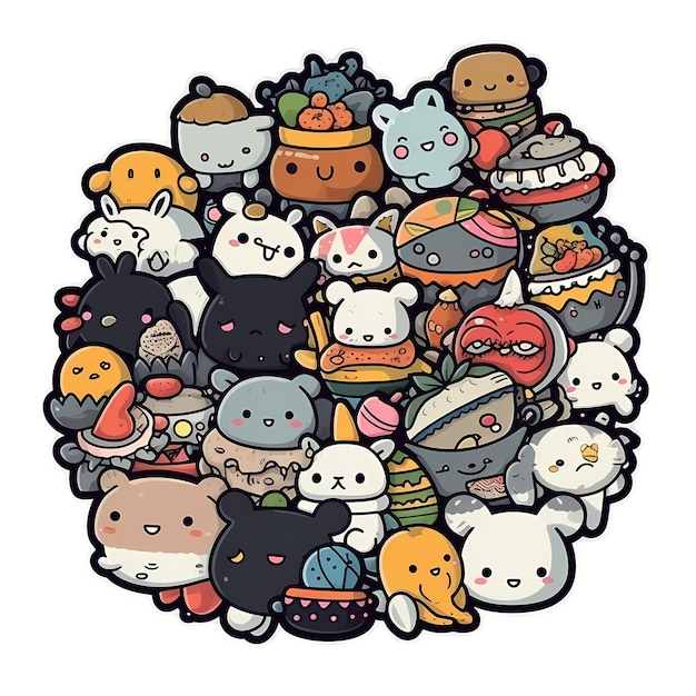 PSD art supplies kawaii sticker png transparent file