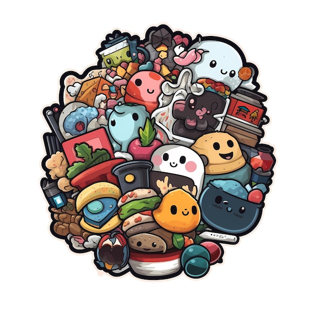 PSD art supplies kawaii sticker png transparent file