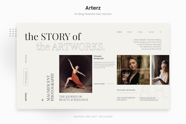 Arterz - klassieke elegante kunst blog website heldensectie