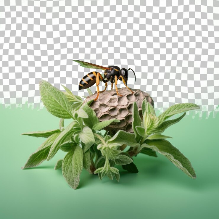 PSD an arthropod is perched on a leafy nest of a terrestrial plant