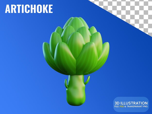 PSD artichoke vegetables concept 3d illustration icon premium psd