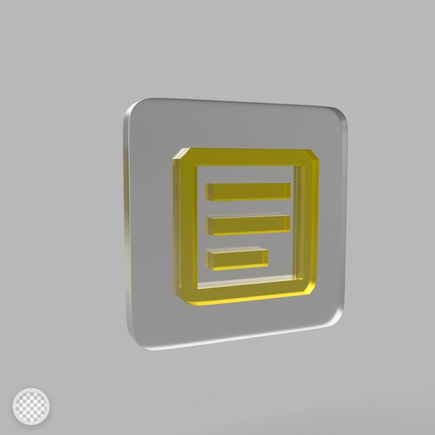 Article icon with glass effect 3d render illustration